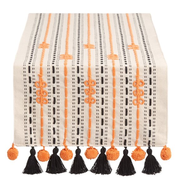 Cost Plus World Market Other - Black and Orange Stripe Table Runner with Tassels/NWT